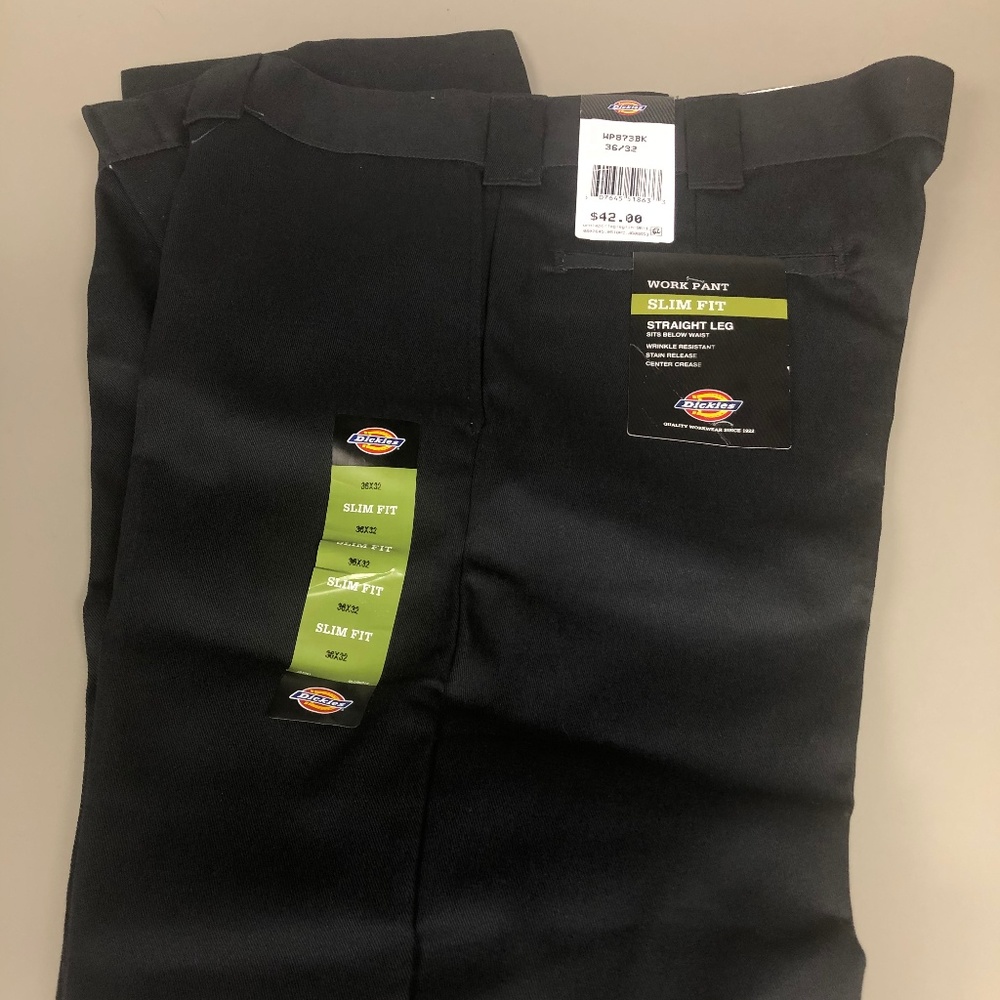 Dickies Black Work Pants 36 W x 32 L • Slim Fit